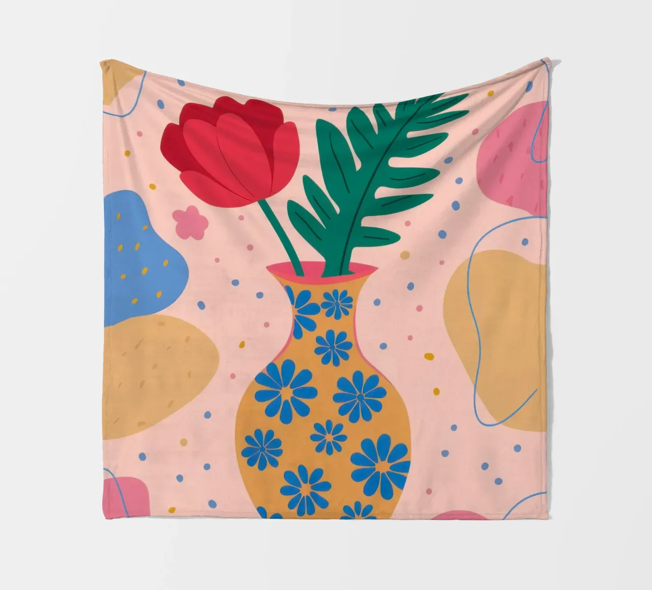 Festive Floral Vase fleece blanket by Veil Maya