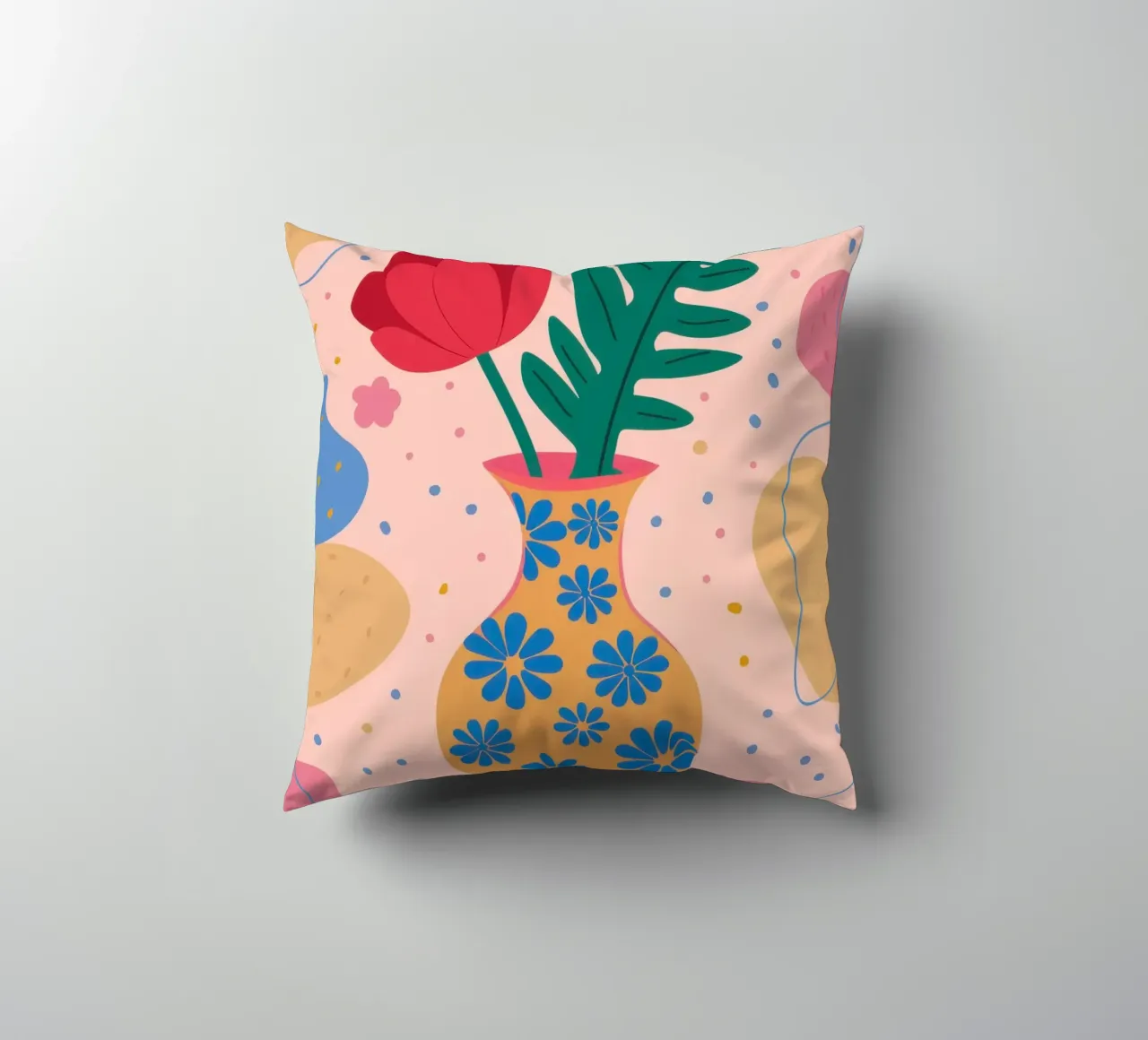 Festive Floral Vase decorative cushion by Veil Maya