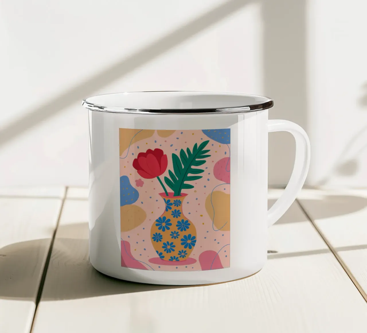 Vaso floreale festivo tazza in smalto da Veil Maya