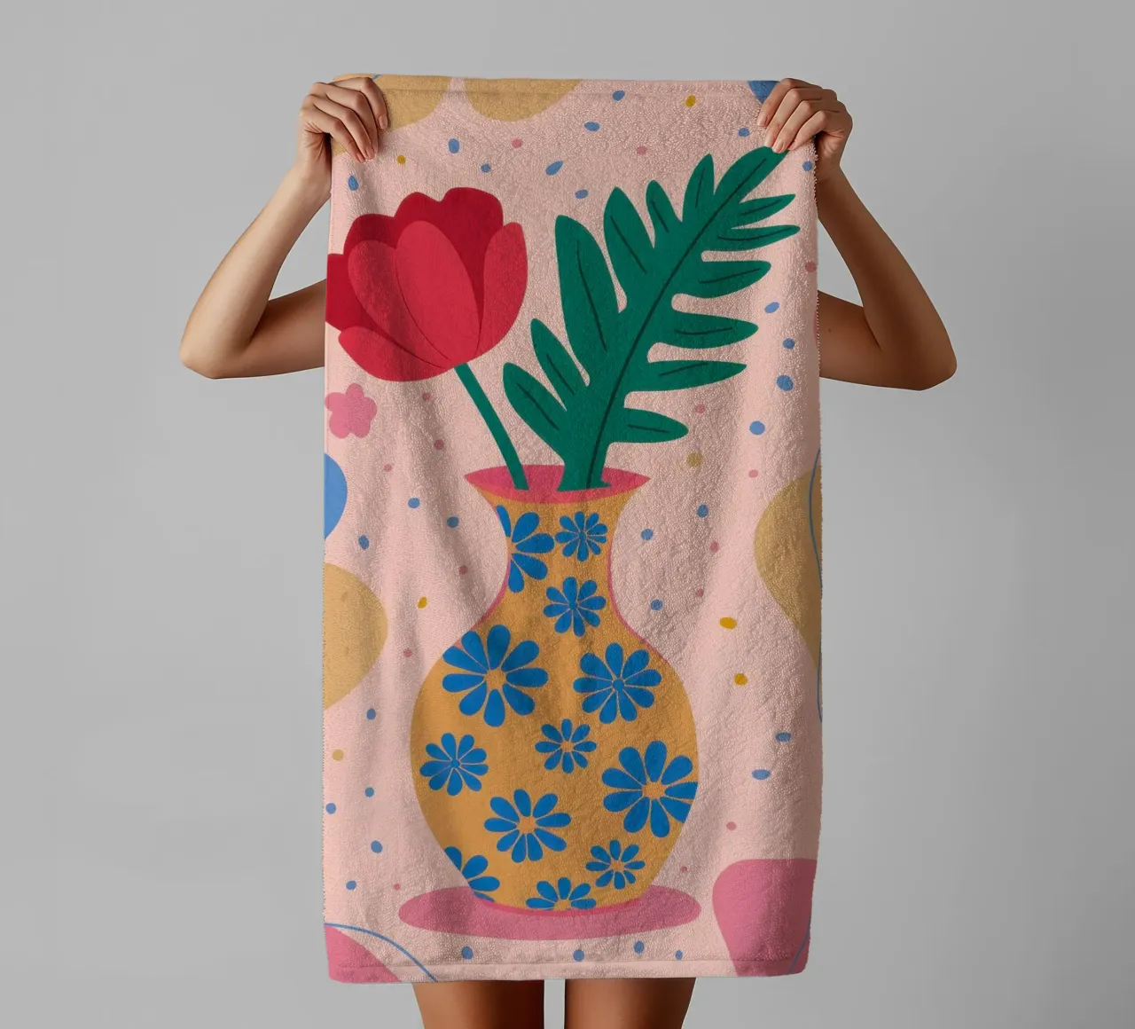 Festive Floral Vase towel by Veil Maya