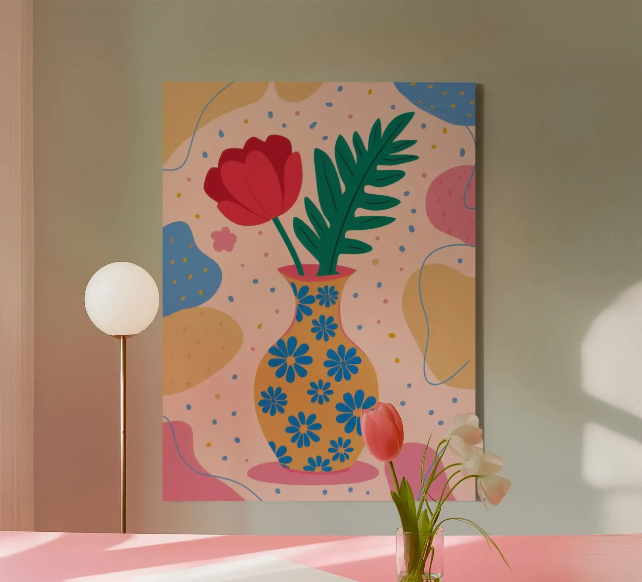Festive Floral Vase canvas by Veil Maya