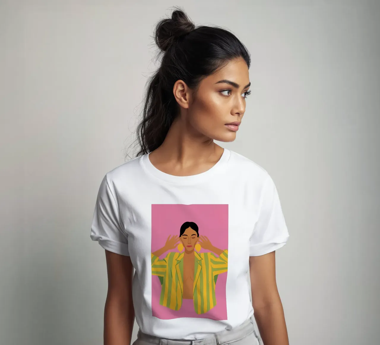 Serenità a righe zafferano t-shirt da Prism Ritual
