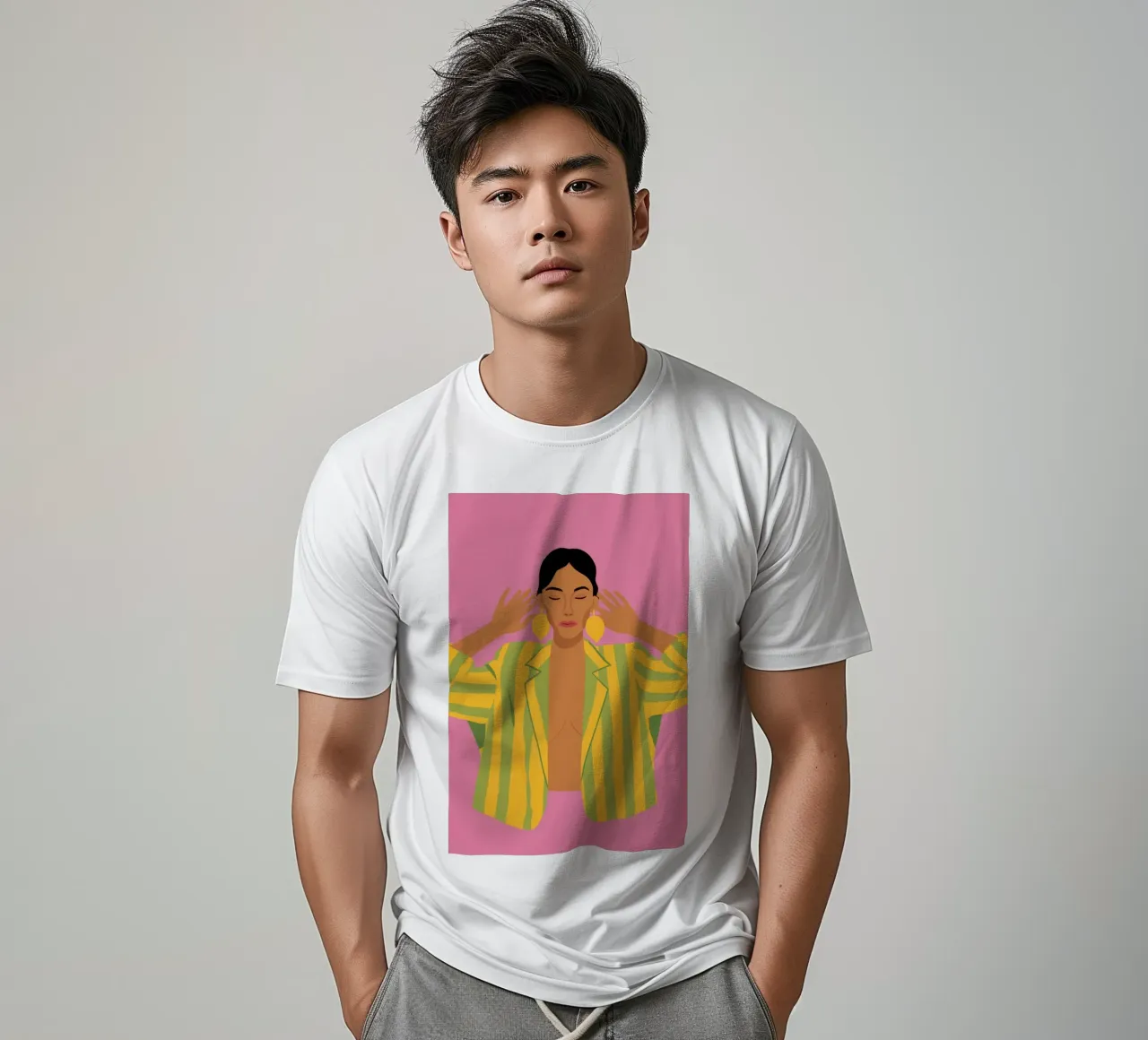 Serenità a righe zafferano t-shirt da Prism Ritual