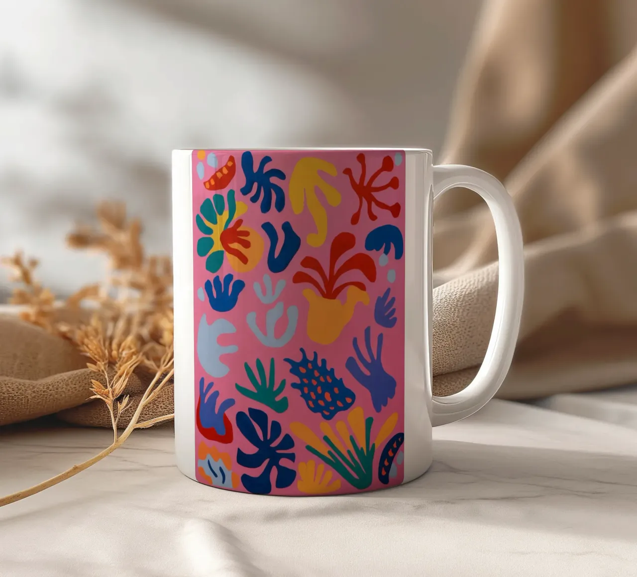 Astratto floreale giocoso tazza in ceramica da Solar Paint