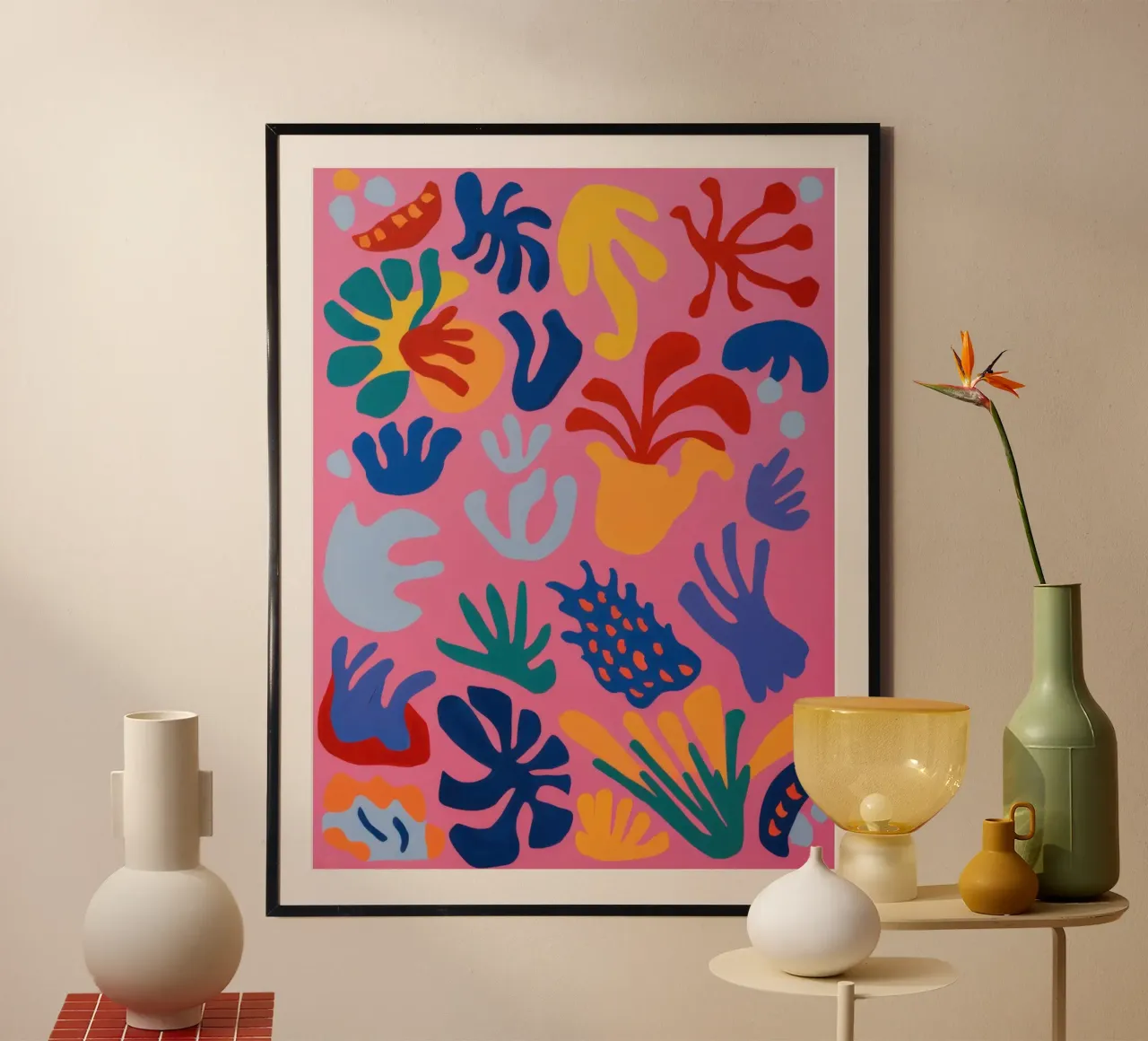 Speels bloemenabstract hahnemühle van Solar Paint