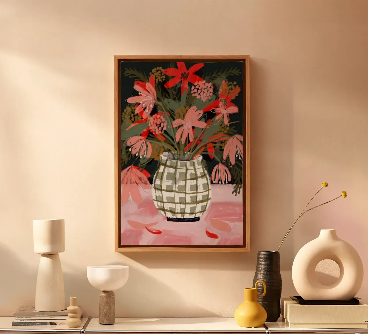 Plaid Vase No 2 canvas met Baklijst van treechild