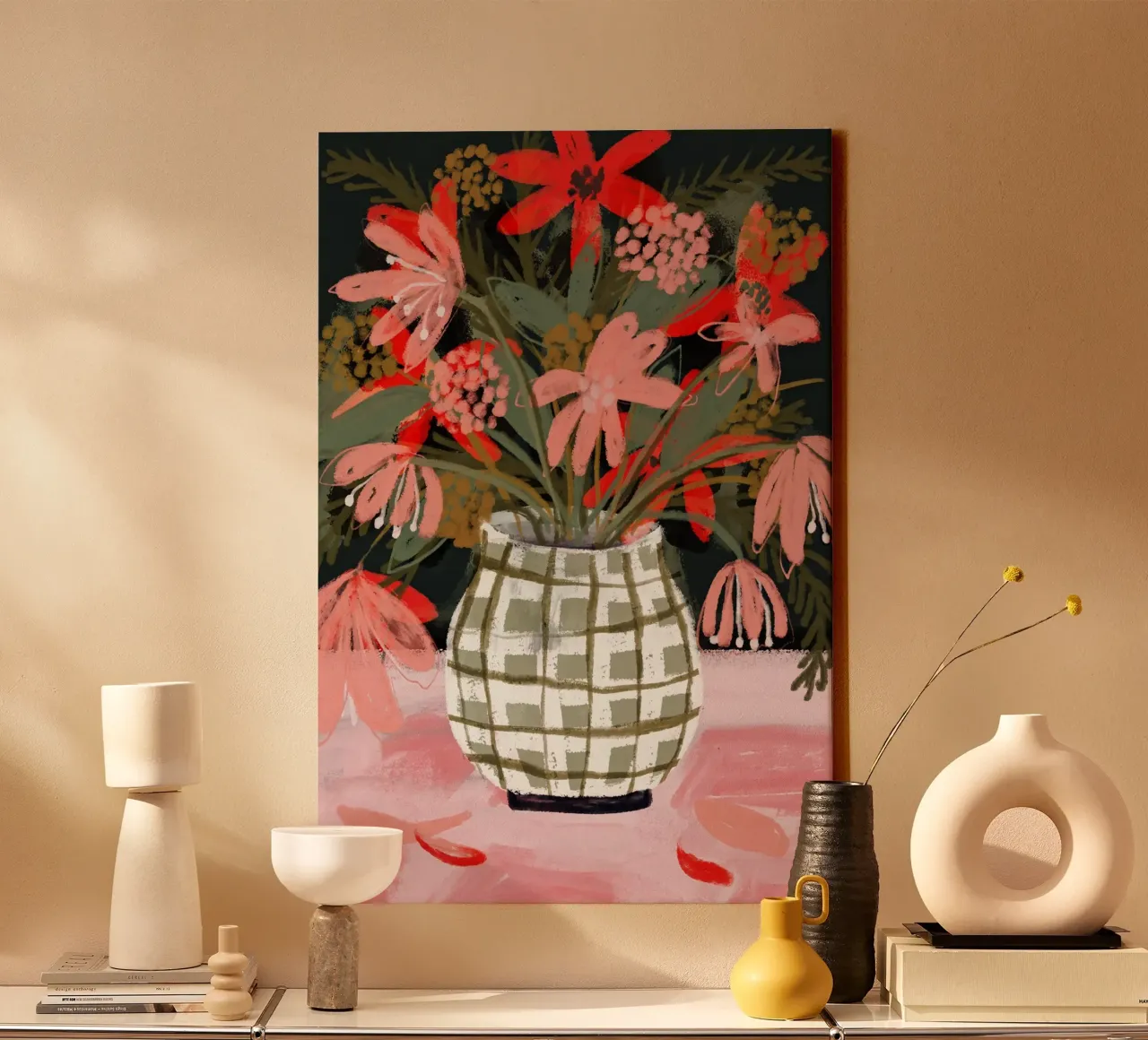 Plaid Vase No 2 canvas met Baklijst van treechild