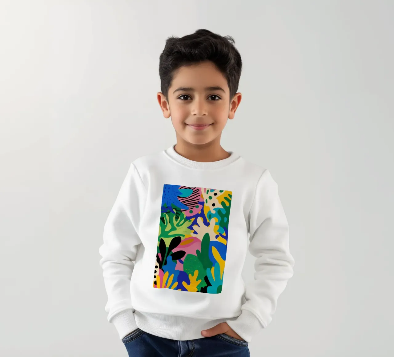 Vibrant Jungle Chaos kids sweatshirt by Veil Maya