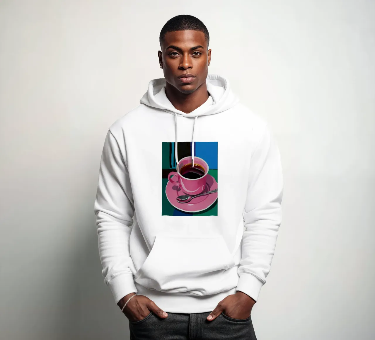 Tazza di caffè rosa felpa con cappuccio da Flock Reverie