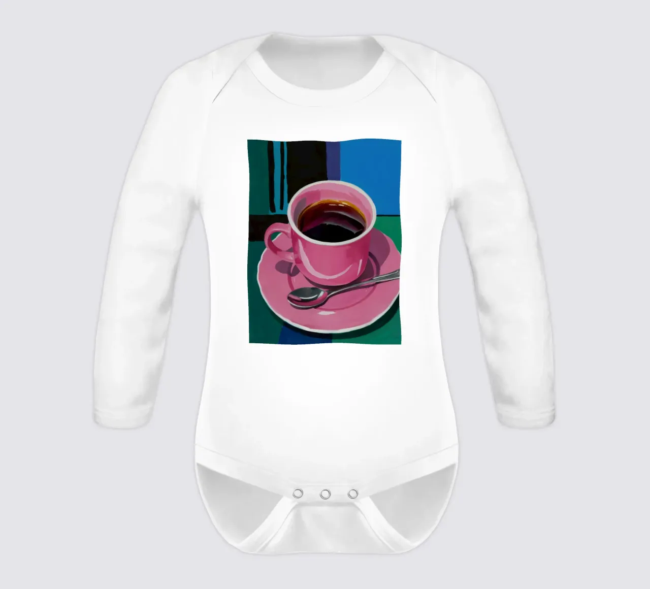 Tazza di caffè rosa body neonato maniche lunghe da Flock Reverie