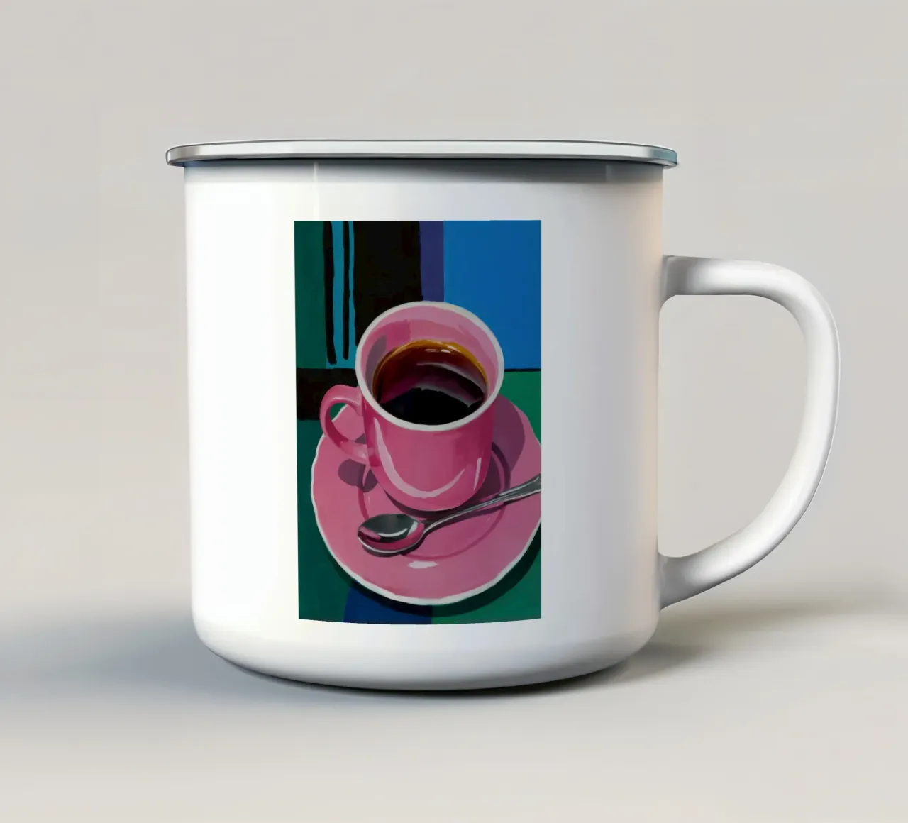 Tazza di caffè rosa tazza in smalto da Flock Reverie