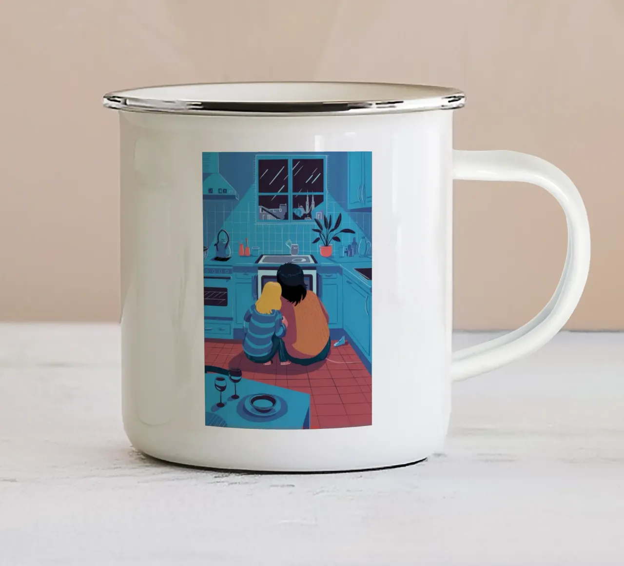 Contemplazione in cucina a mezzanotte tazza in smalto da Prism Ritual