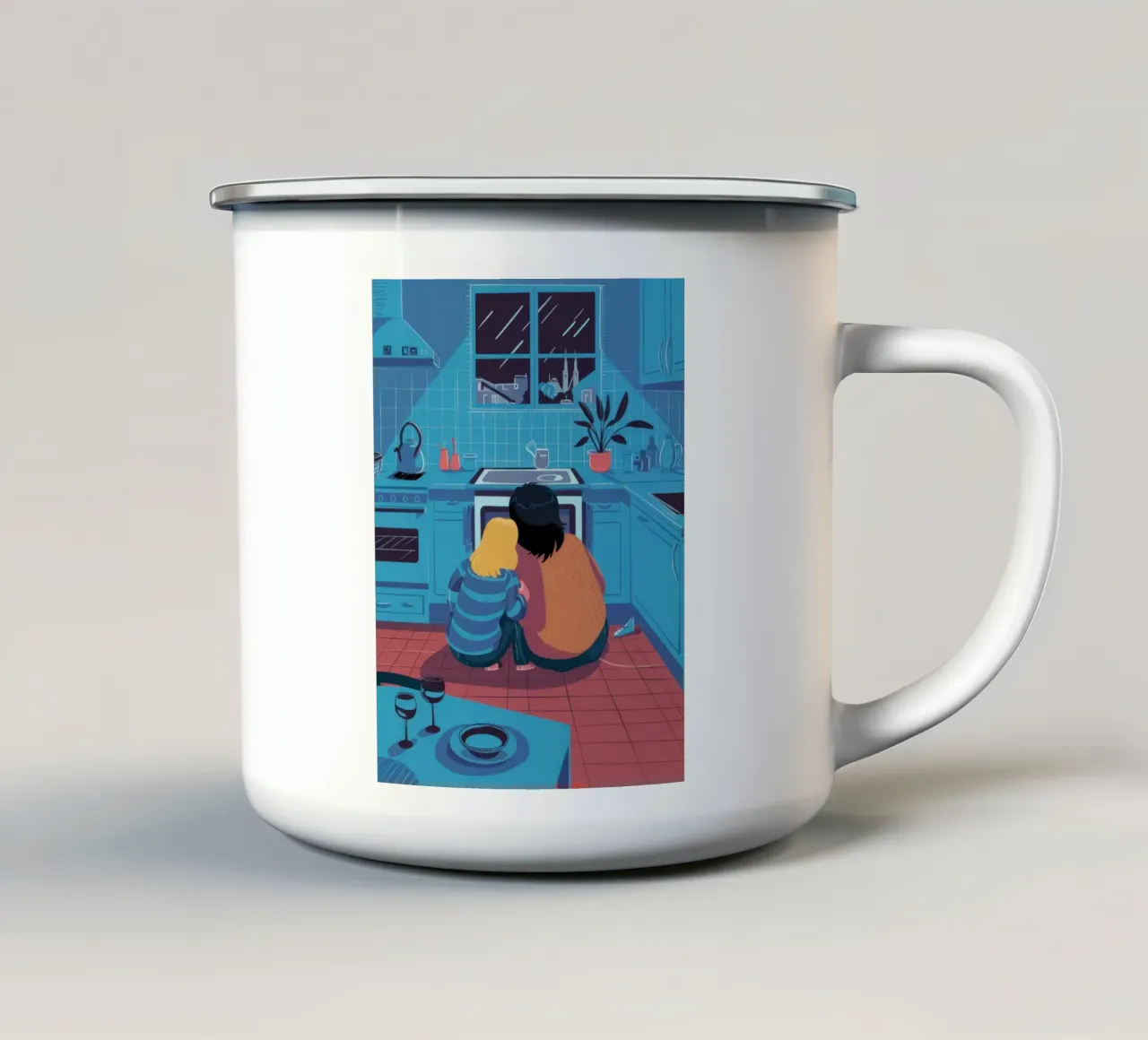Contemplazione in cucina a mezzanotte tazza in smalto da Prism Ritual