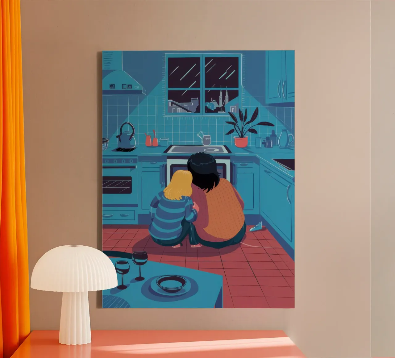 Midnight Kitchen Contemplation canvas by Prism Ritual