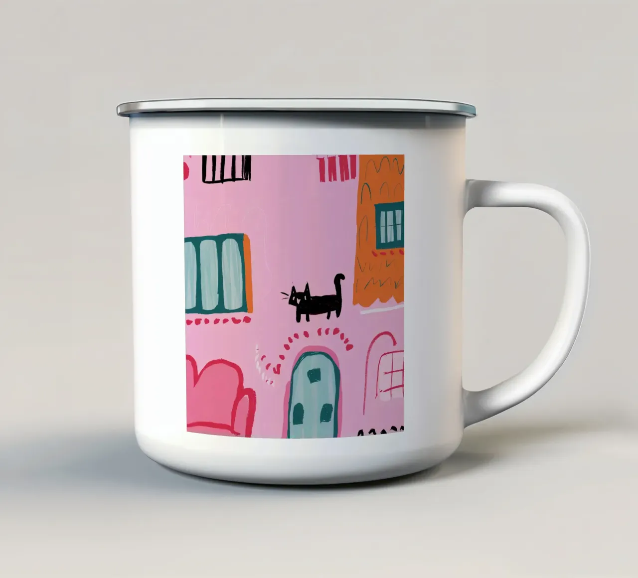 Gatto da parete rosa tazza in smalto da Solar Paint