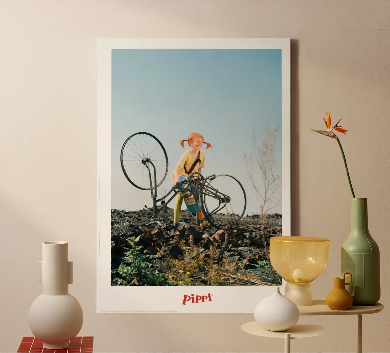 Pippi Calzelunghe e la sua bicicletta tela con Cornice a cassetta da Earl Beeman