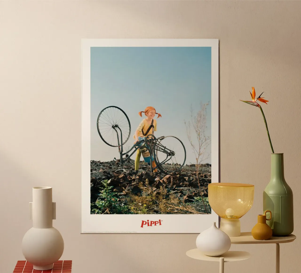 Pippi Calzelunghe e la sua bicicletta carta hahnemühle da Earl Beeman