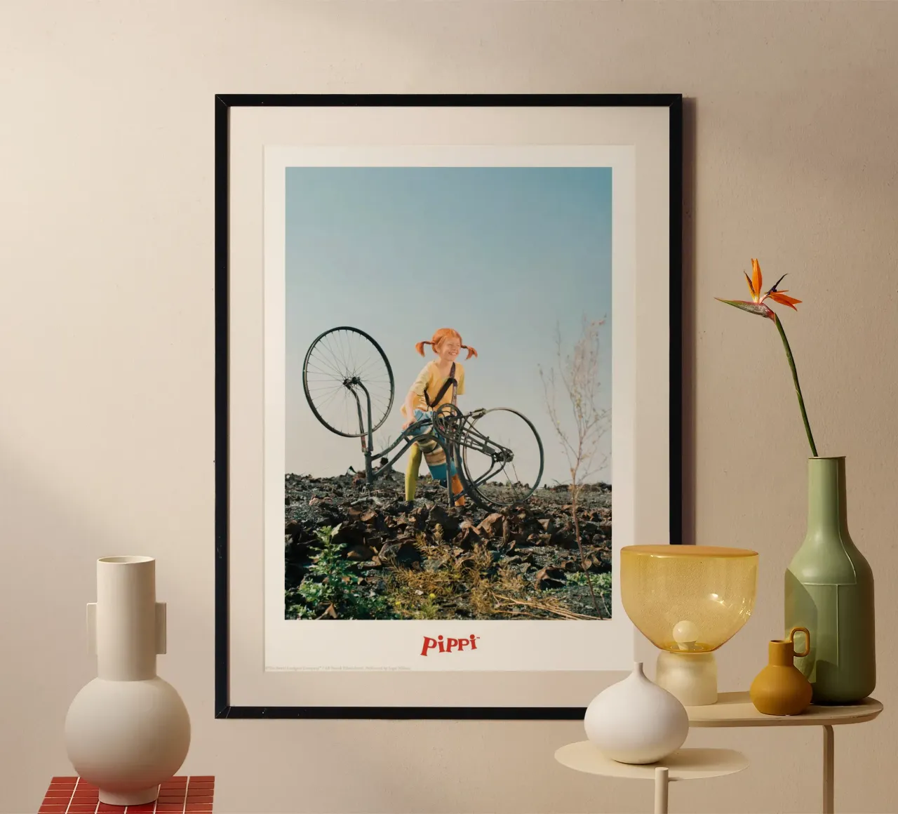 Pippi Calzelunghe e la sua bicicletta carta hahnemühle da Earl Beeman