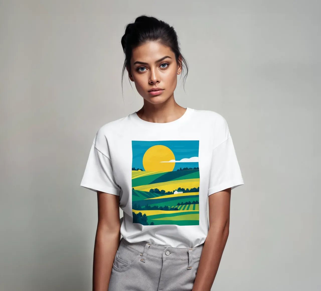Paesaggio dell'ora d'oro t-shirt da Flock Reverie