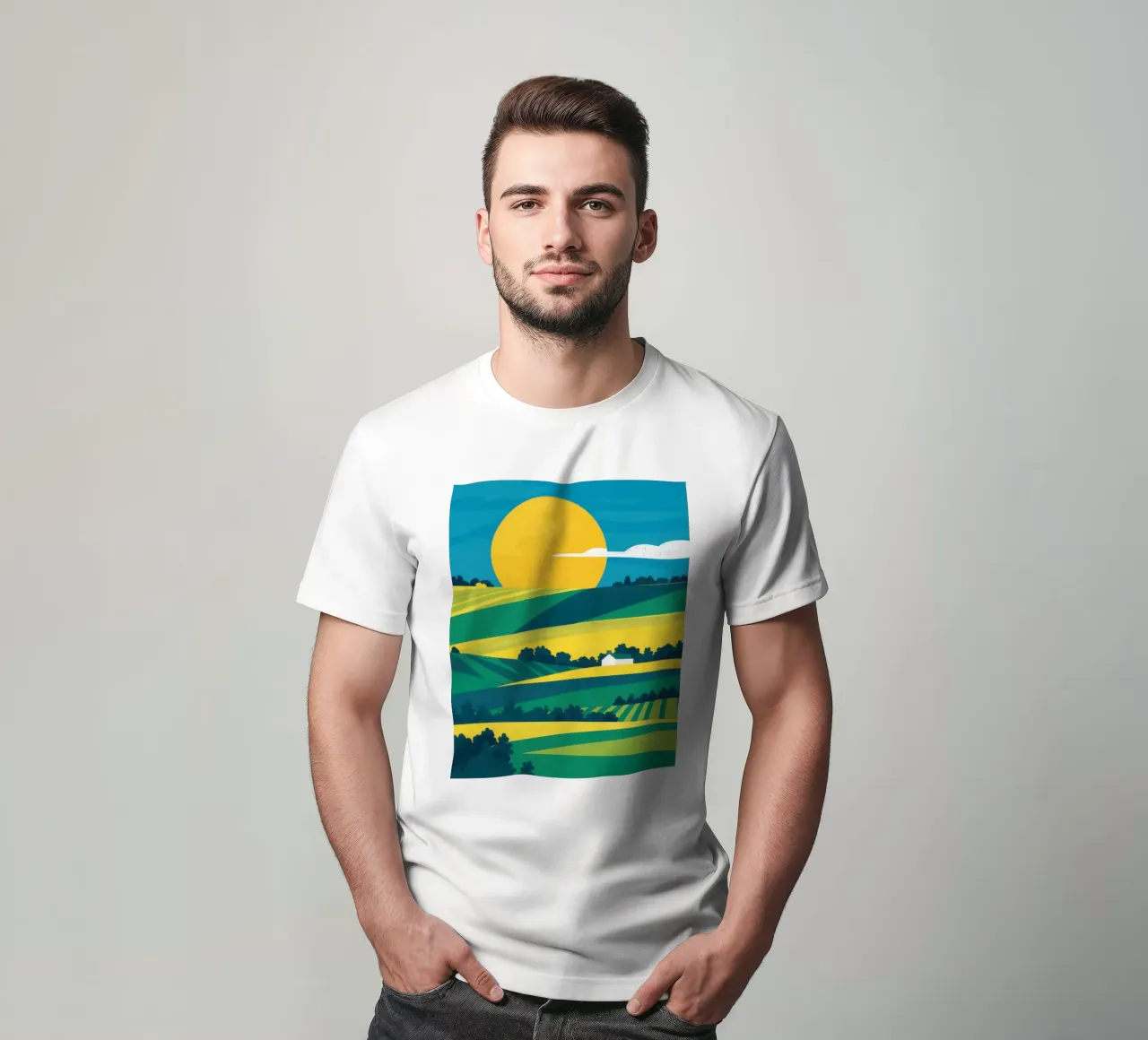 Paesaggio dell'ora d'oro t-shirt da Flock Reverie