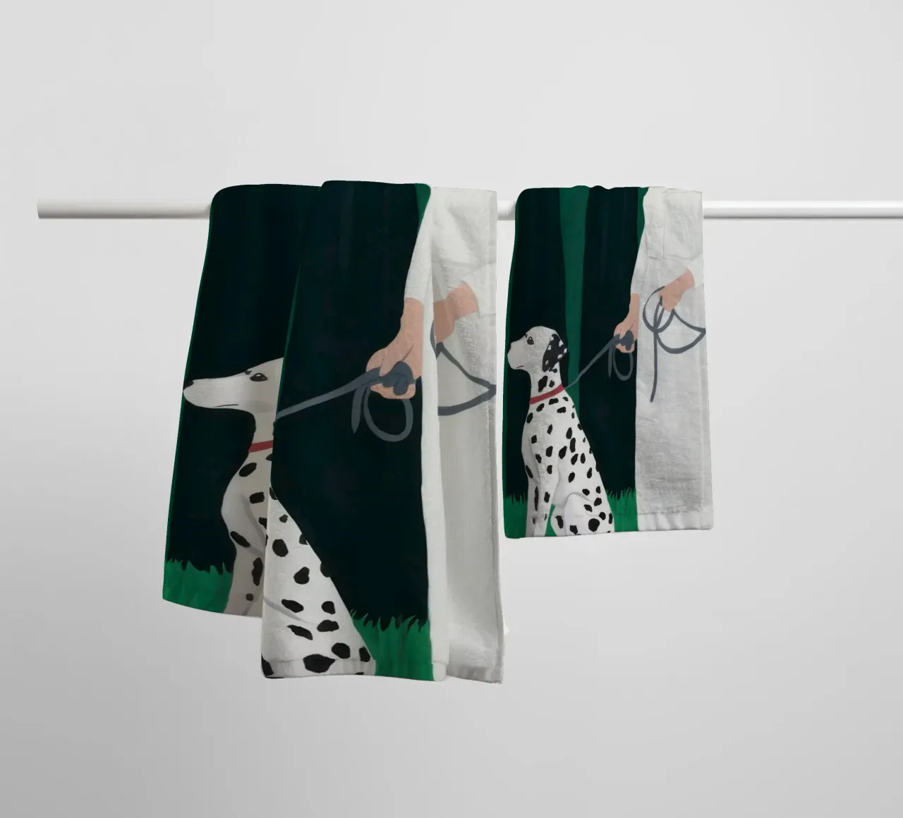 Elegant Dalmatian Stroll towel by Solar Paint