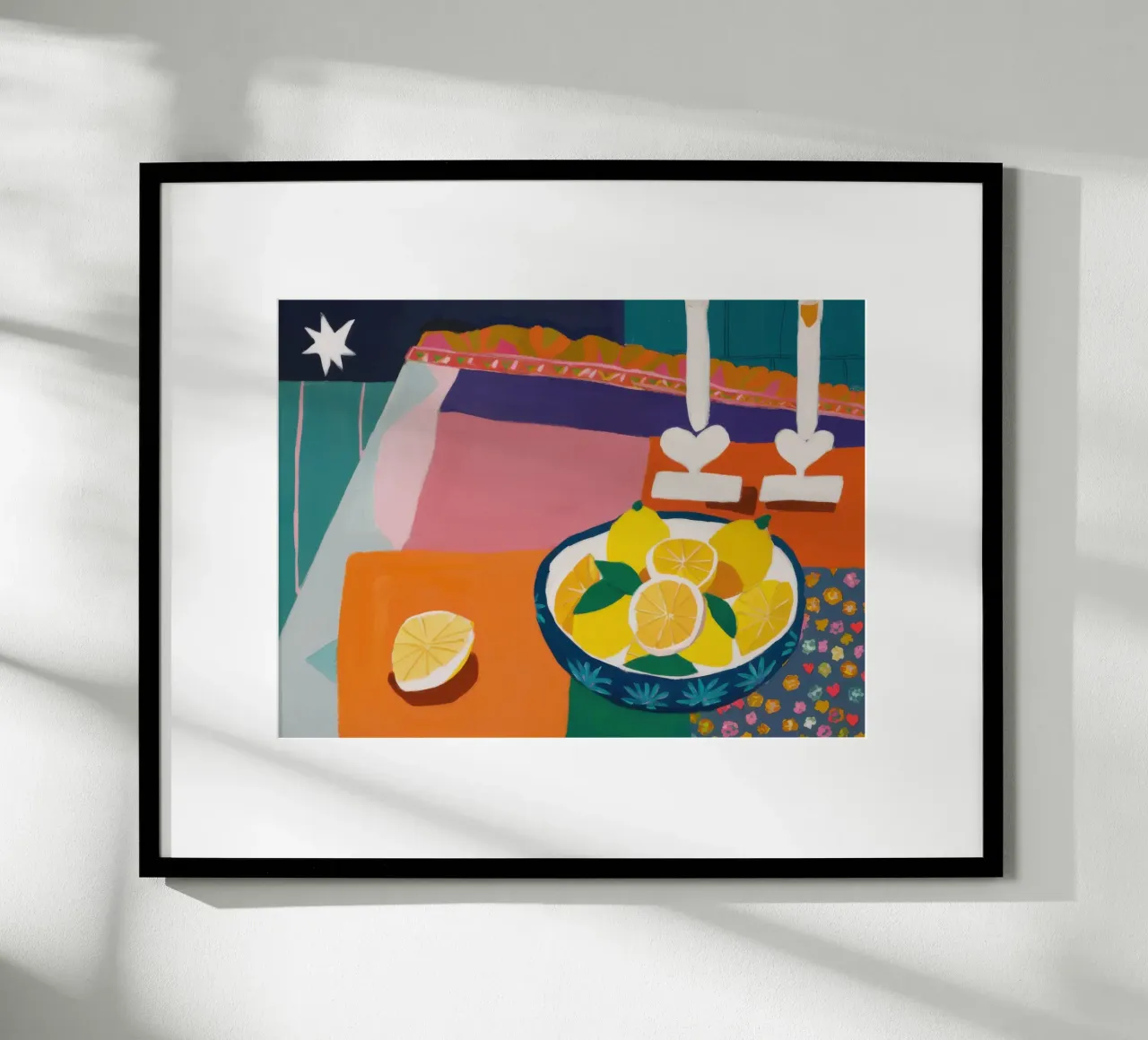 Serenata al limone a lume di candela poster con telaio in legno da Bring Haven