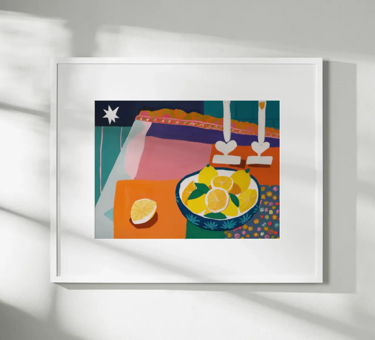 Serenata al limone a lume di candela poster con telaio in legno da Bring Haven