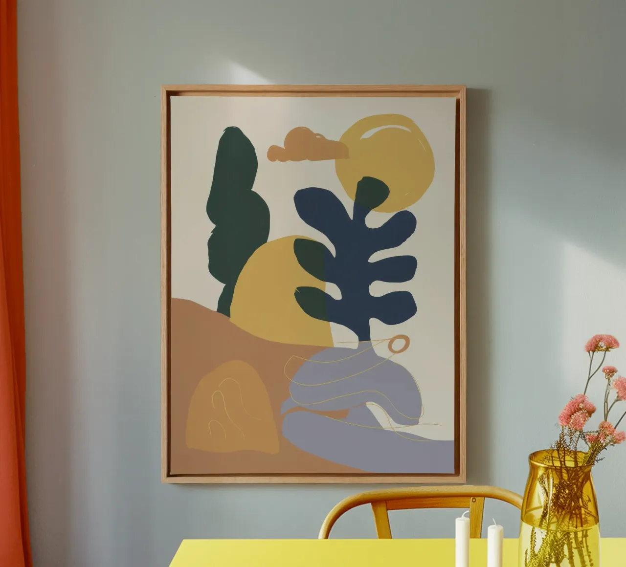 Abstract Desert Flora canvas with Floater frame by Veil Maya