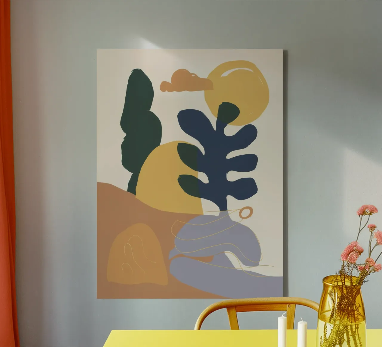 Abstract Desert Flora canvas with Floater frame by Veil Maya
