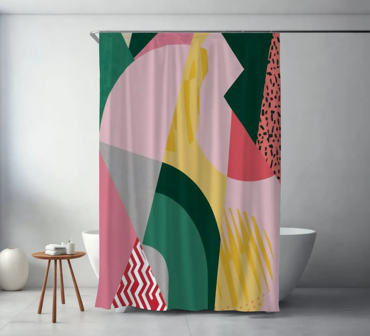 Pastel Figure Deconstruction shower curtain by Bring Haven