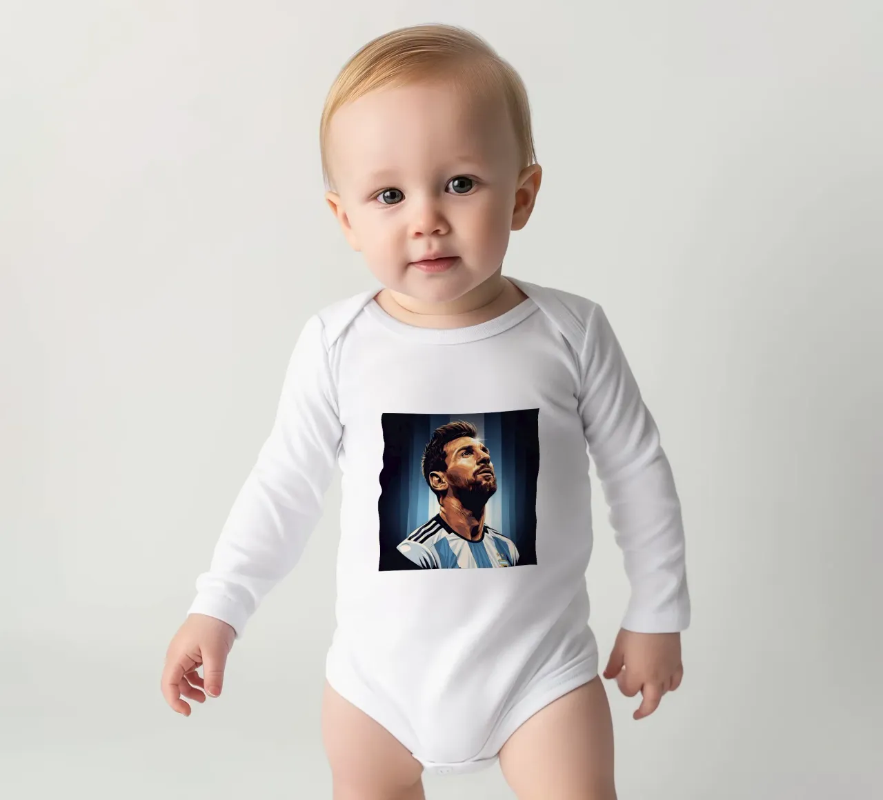 Messi long-sleeve baby romper by Lembayung art