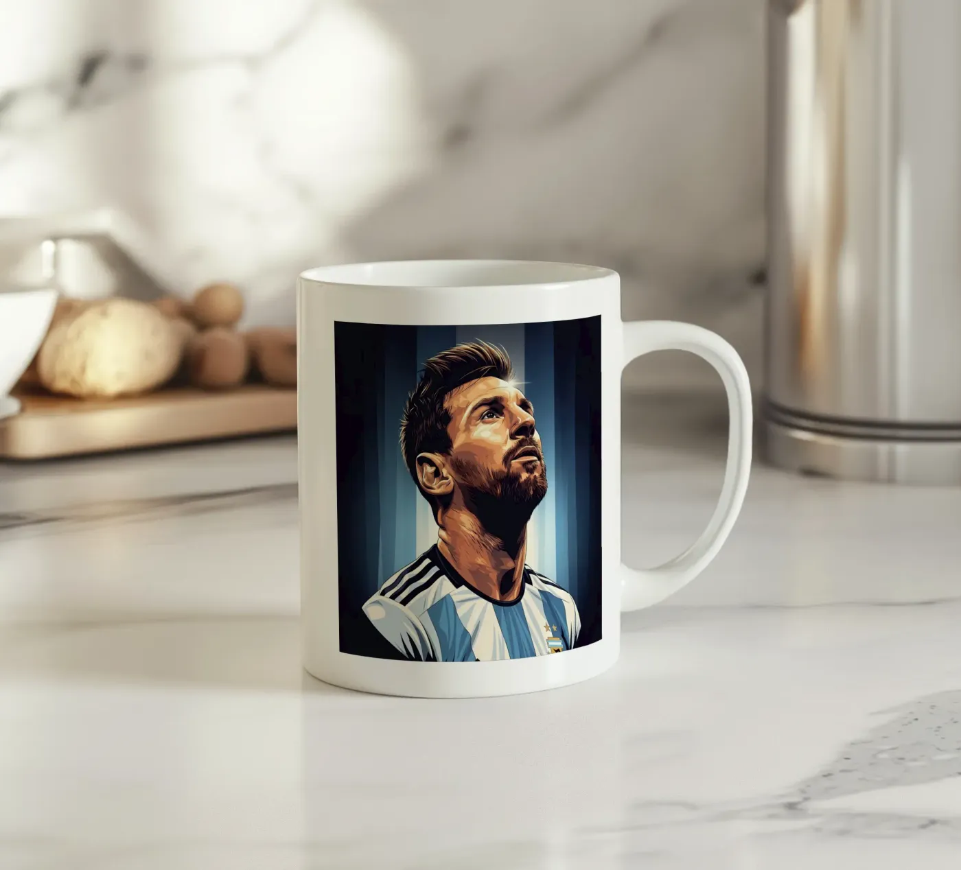 Messi ceramic mug by Lembayung art