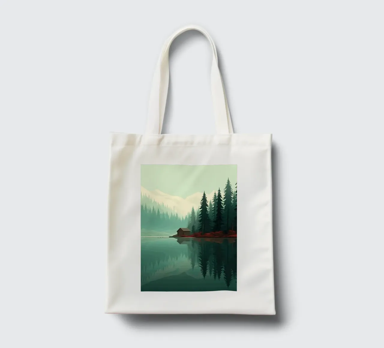 pine trees reflection tote bag by Histrol