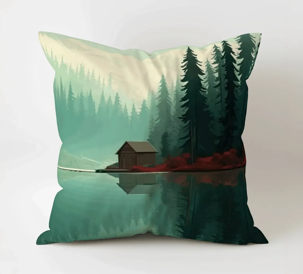 pine trees reflection cuscino da Histrol