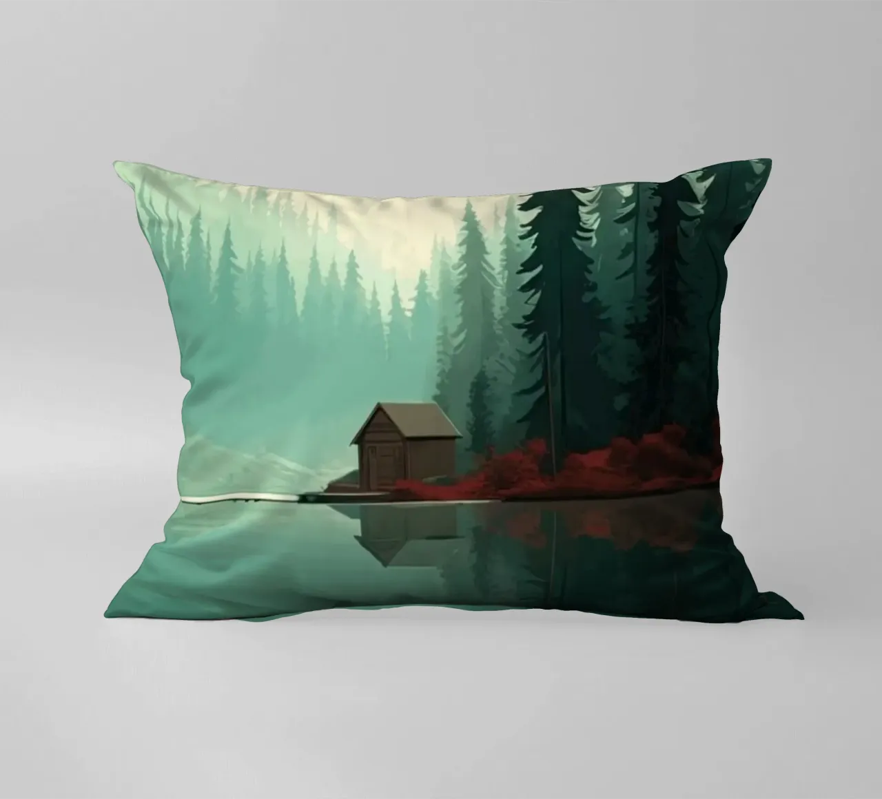 pine trees reflection cuscino da Histrol
