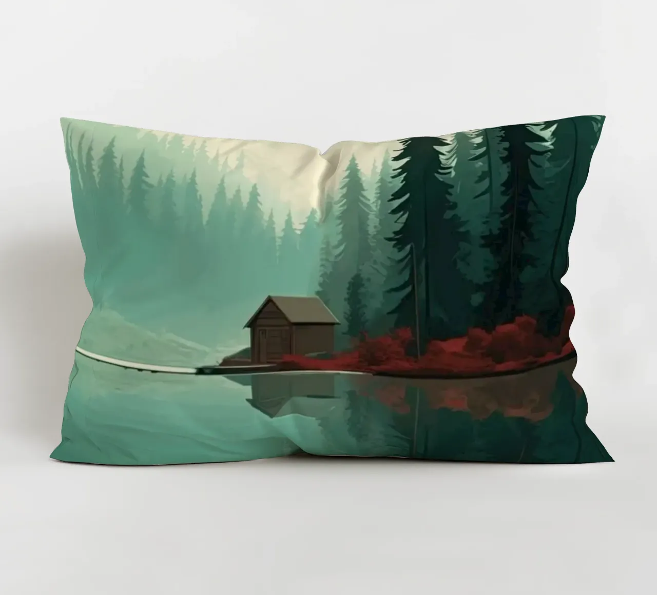 pine trees reflection cuscino da Histrol
