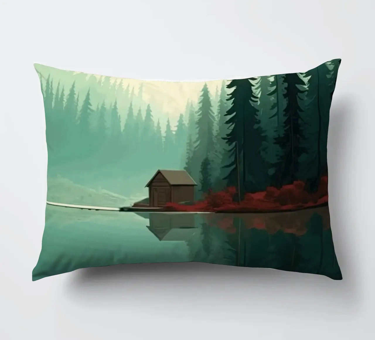 pine trees reflection cuscino da Histrol