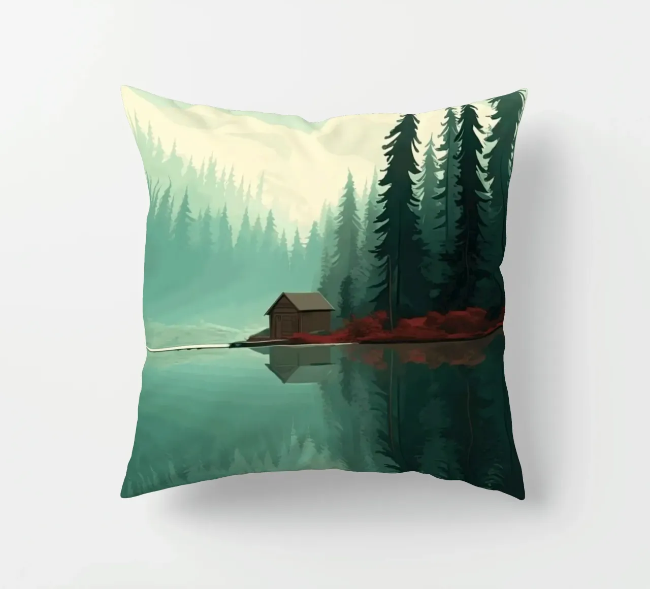 pine trees reflection cuscino da Histrol