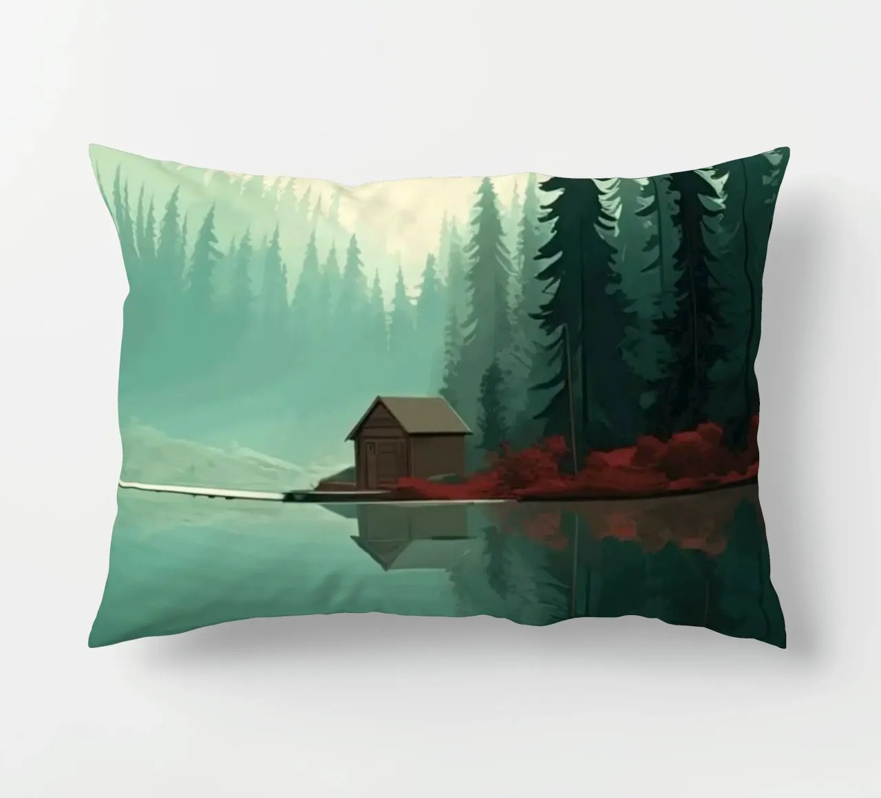 pine trees reflection cuscino da Histrol