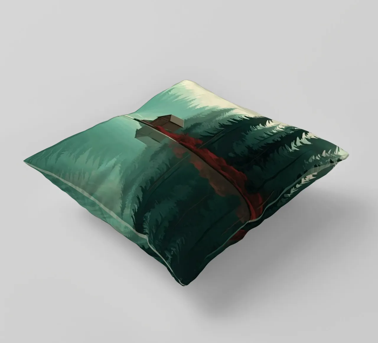 pine trees reflection cuscino da Histrol