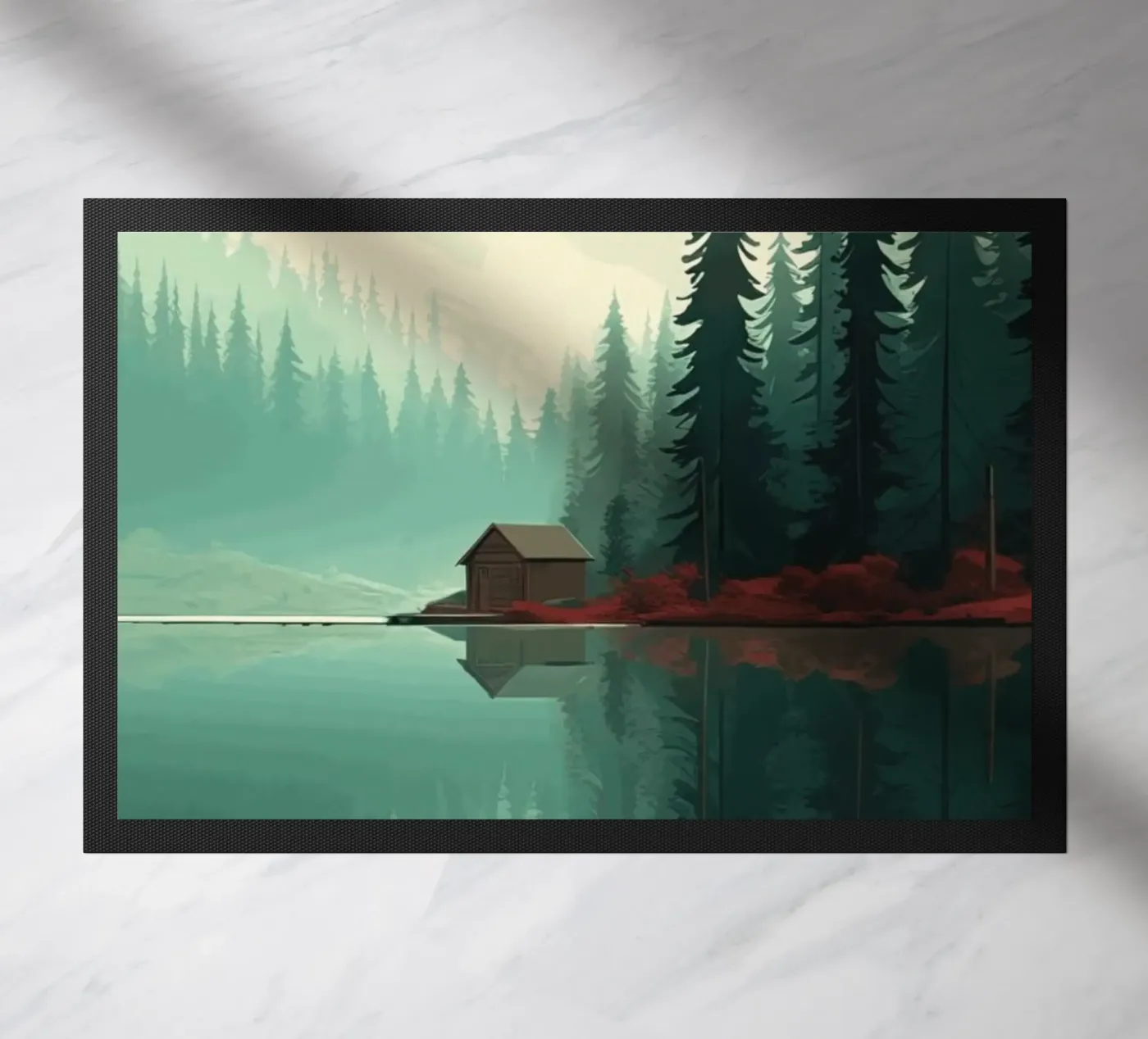 pine trees reflection deurmat van Histrol