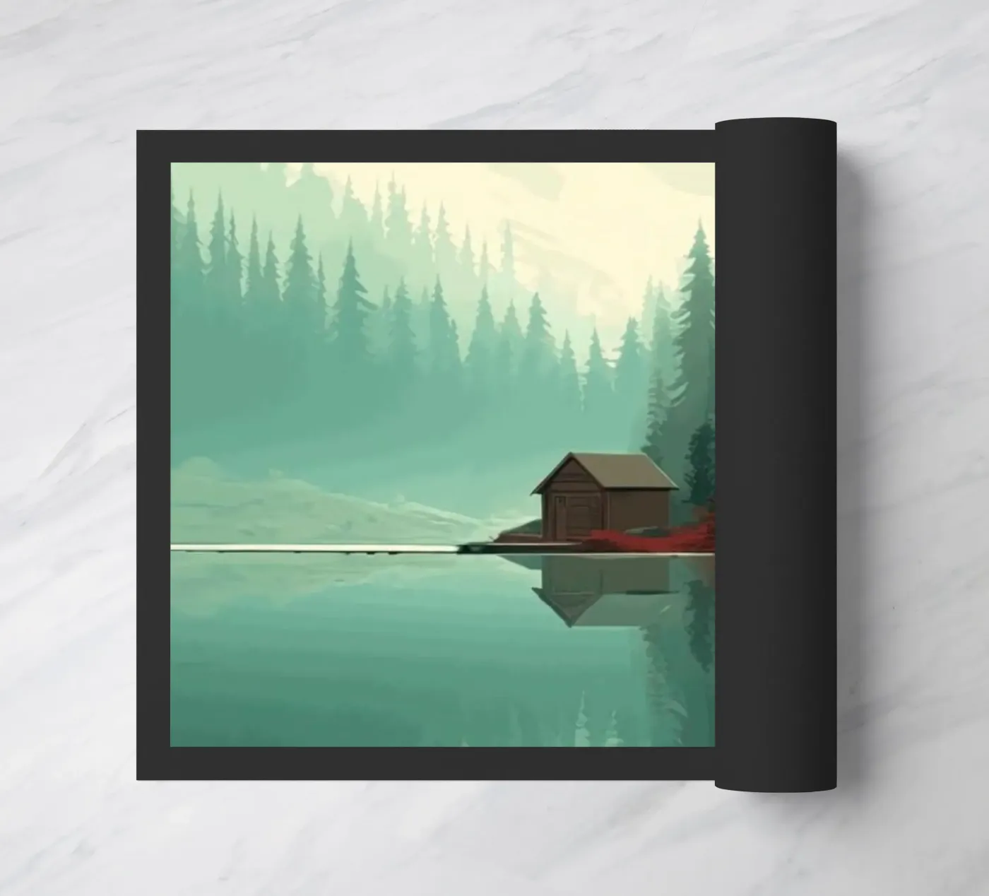 pine trees reflection deurmat van Histrol