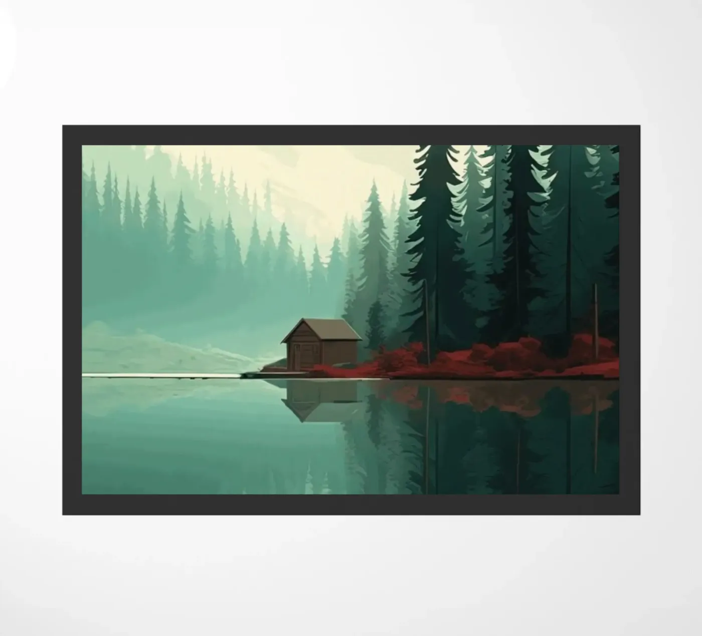 pine trees reflection deurmat van Histrol