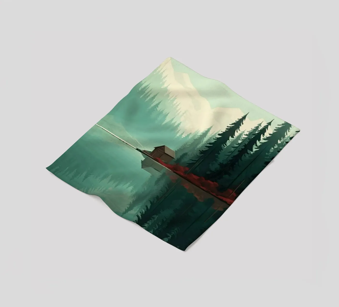 pine trees reflection plaid polaire de Histrol