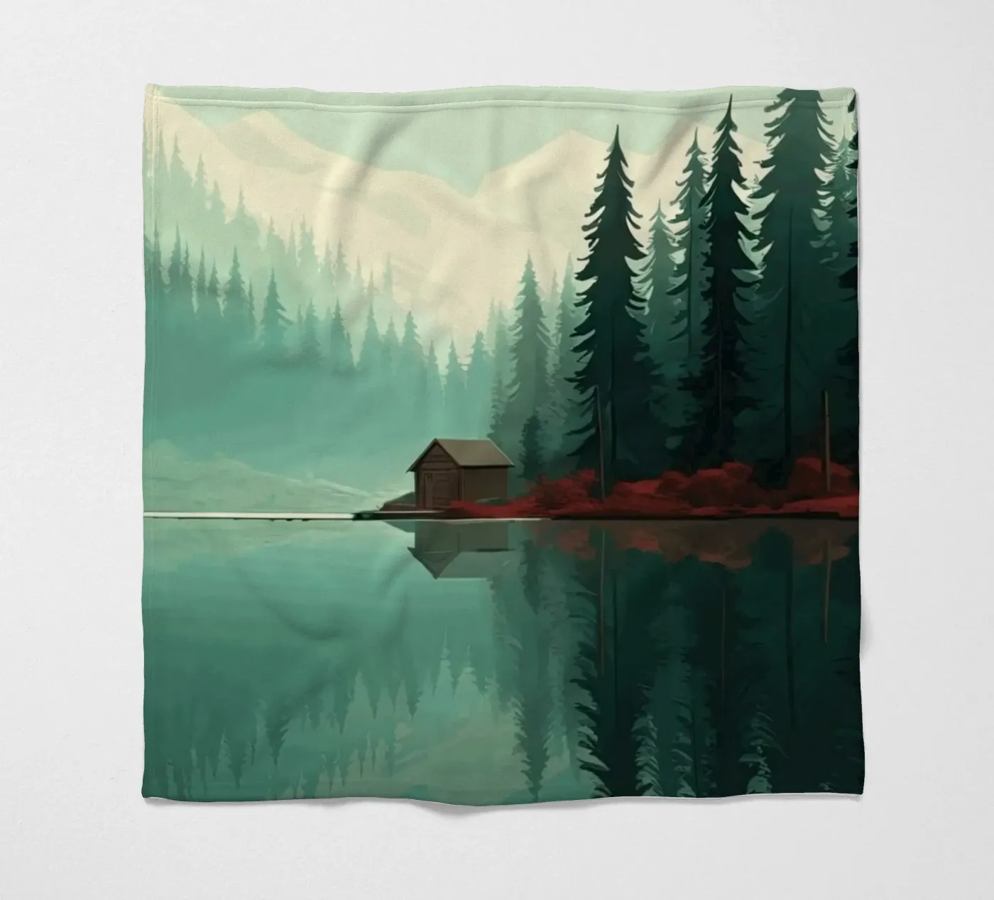 pine trees reflection plaid polaire de Histrol