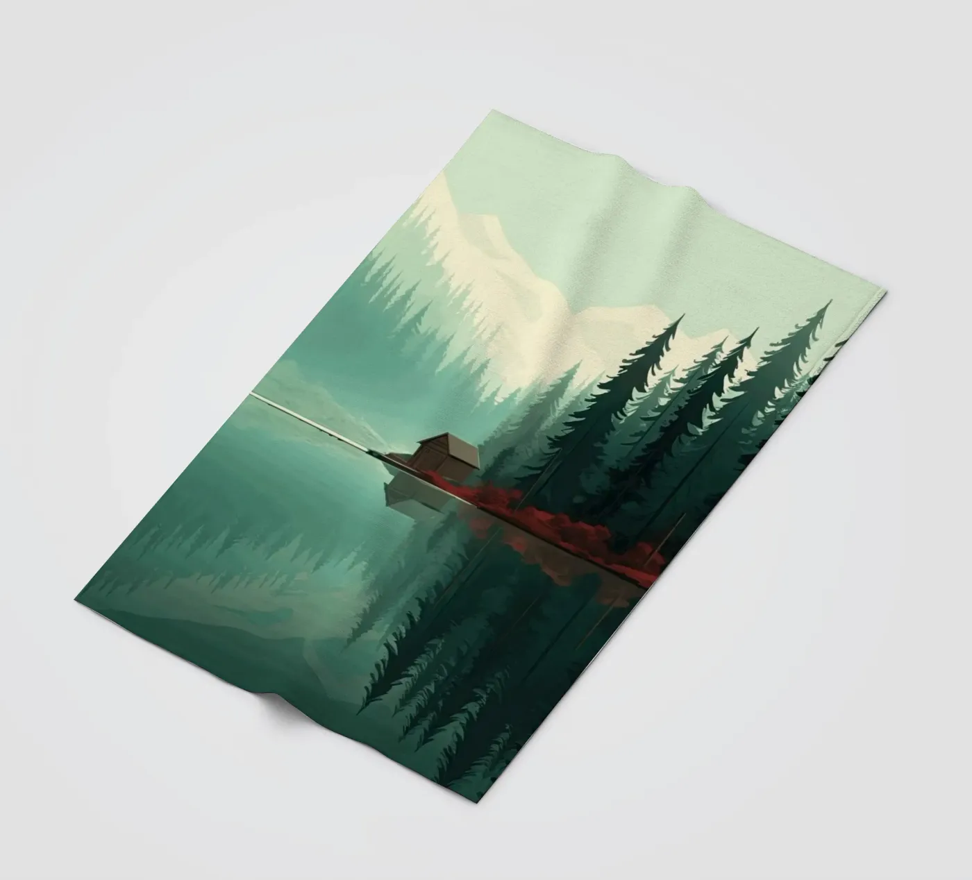 pine trees reflection plaid polaire de Histrol