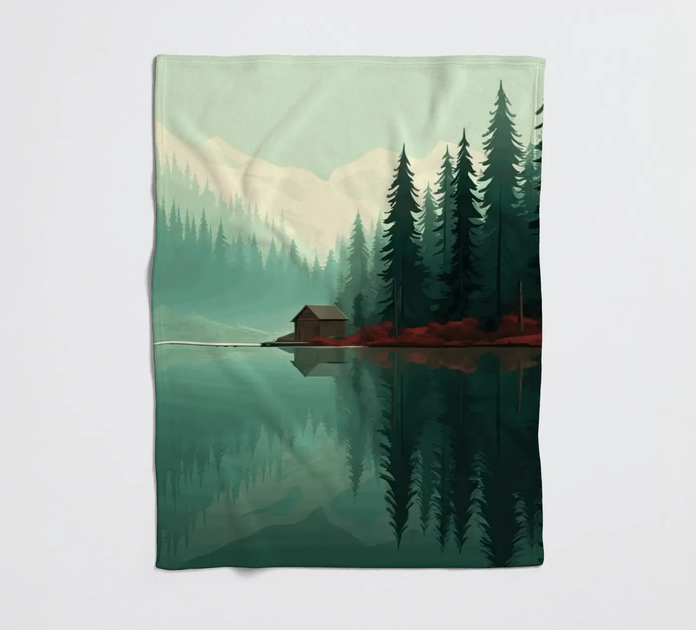 pine trees reflection plaid polaire de Histrol