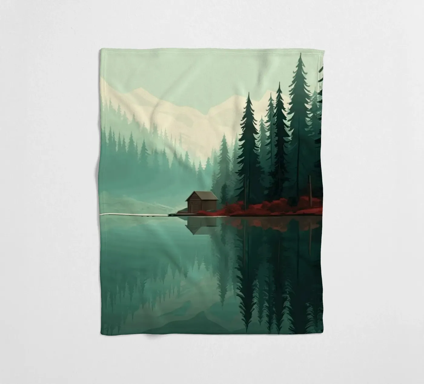 pine trees reflection plaid polaire de Histrol