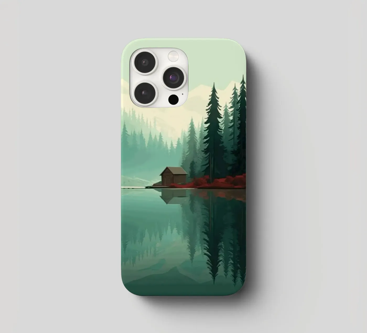 pine trees reflection iphone case by Histrol