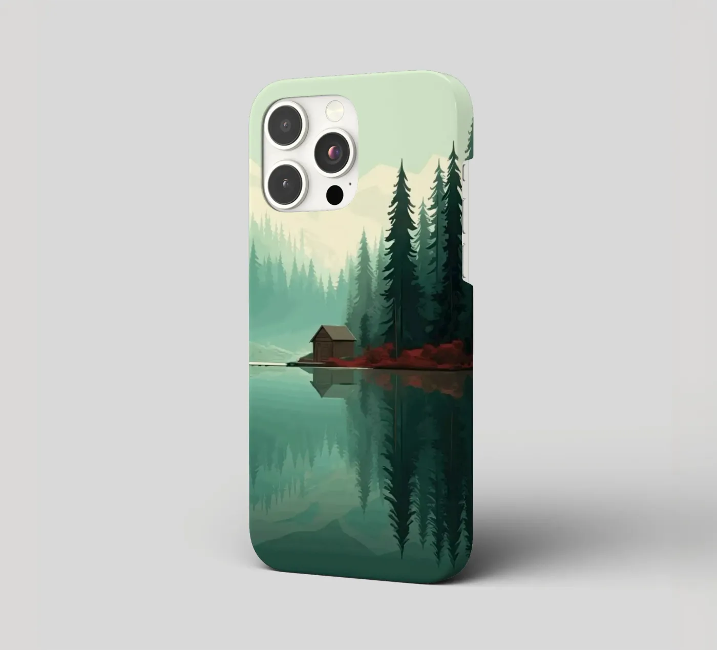 pine trees reflection iphone case by Histrol